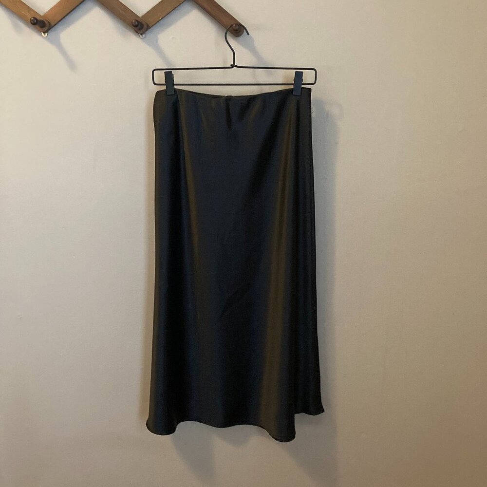 Black Silky Midi Skirt
